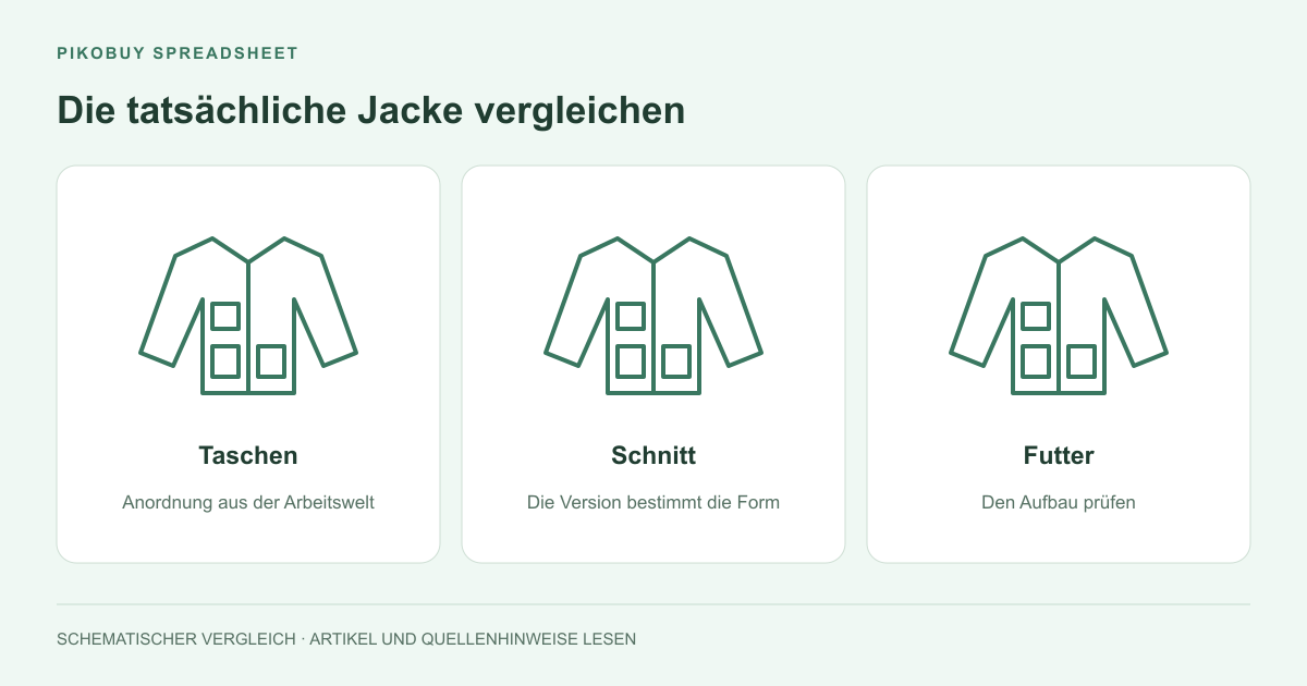 Die tatsächliche Jacke vergleichen