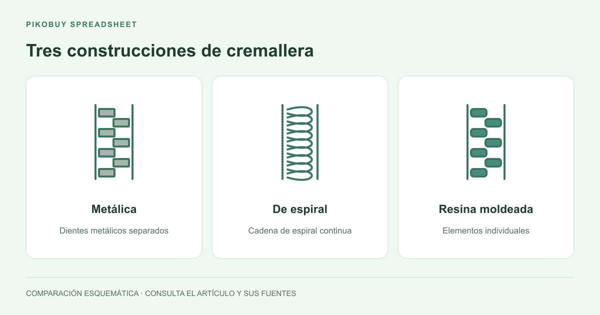 Tres construcciones de cremallera