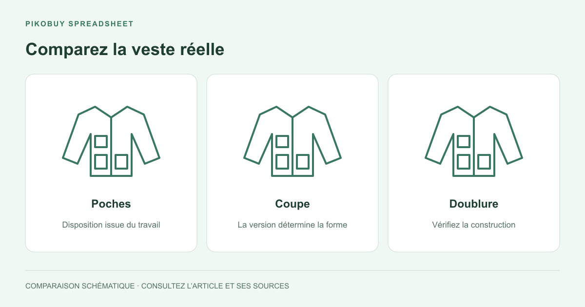 Comparez la veste réelle