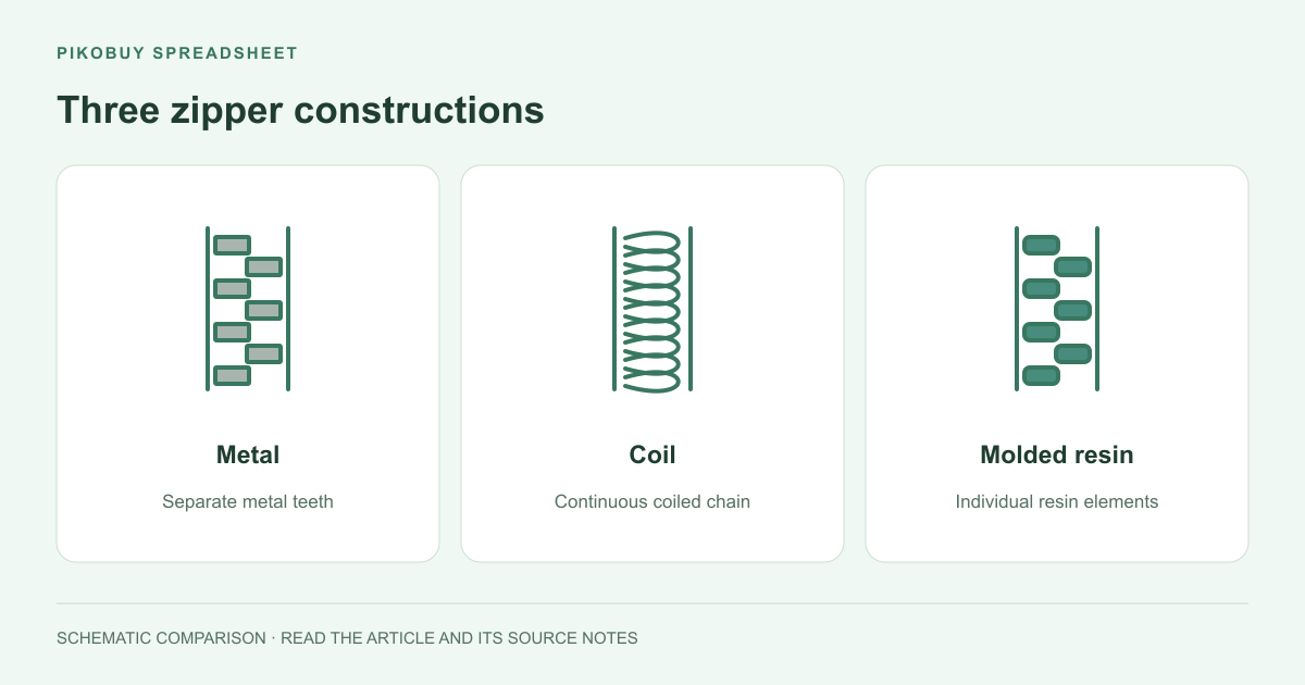 Three zipper constructions
