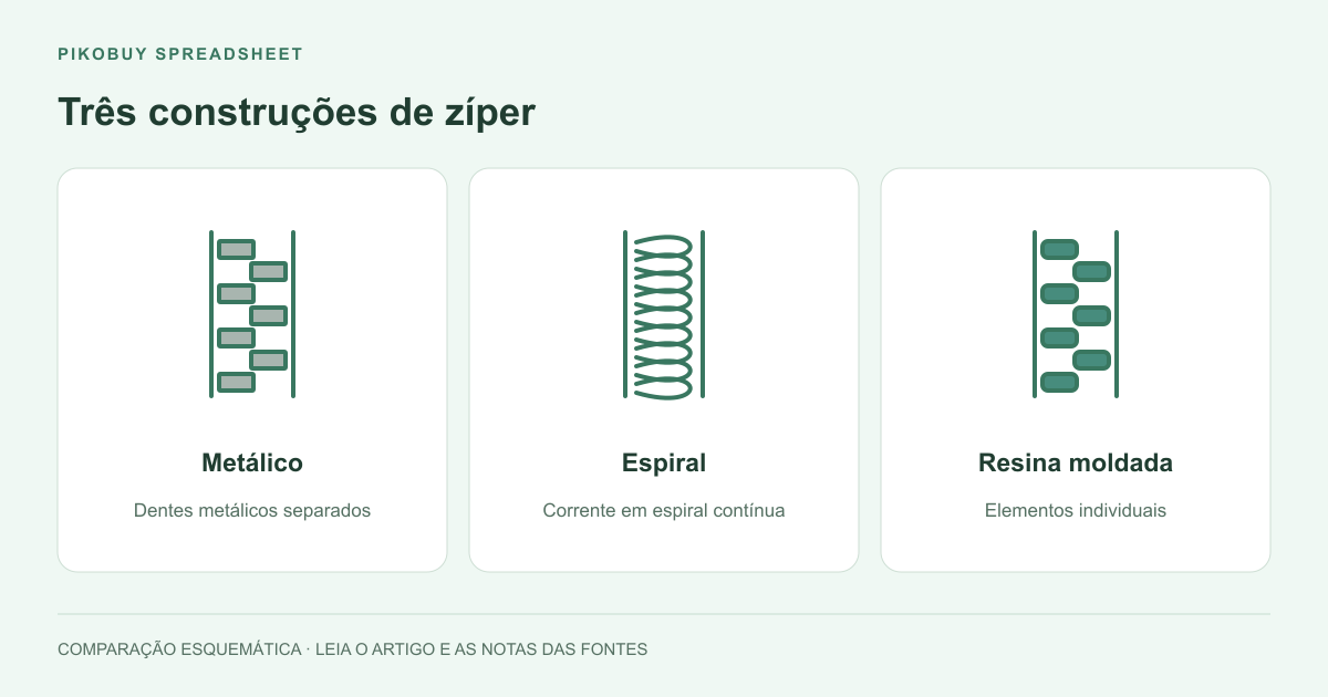 Três construções de zíper