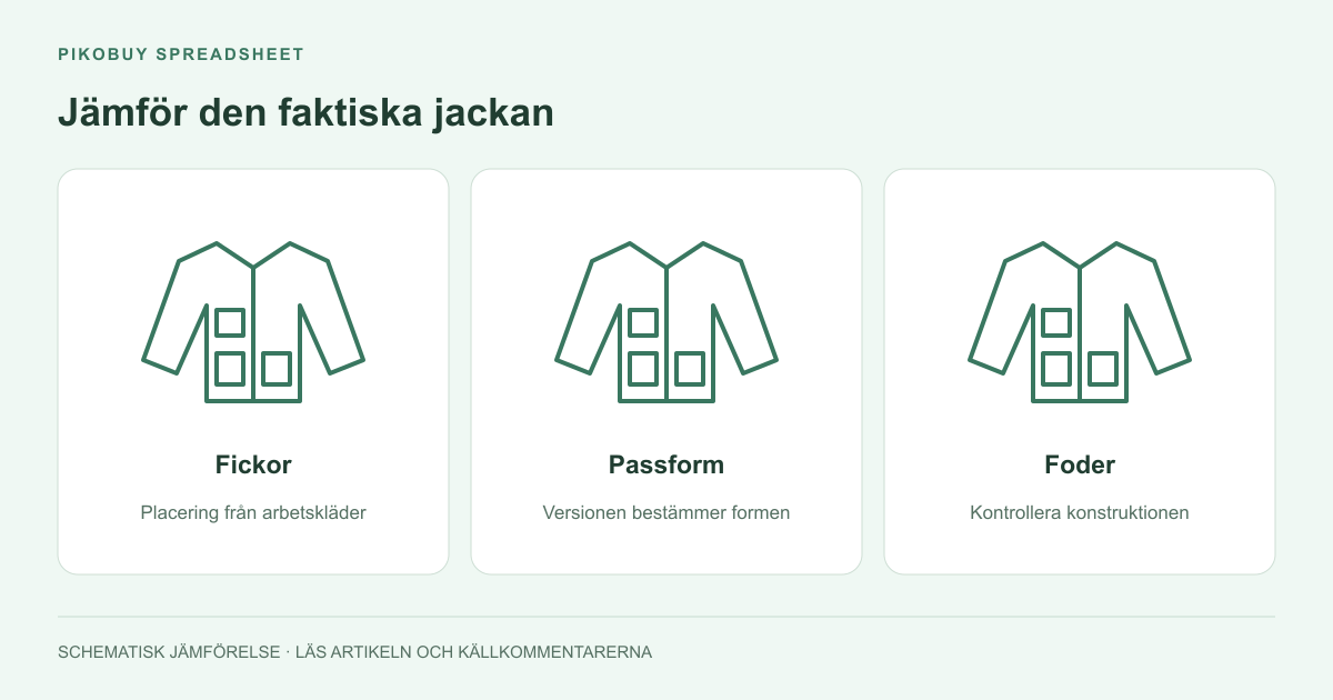 Jämför den faktiska jackan